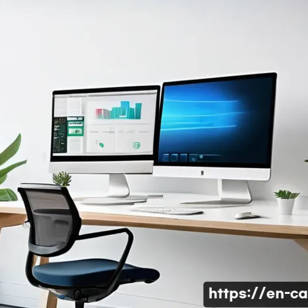 캐리와 엘리 차이점 - A sleek, modern office workspace featuring a large ultrawide monitor displaying a minimalistic, clea...