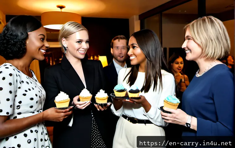 캐리의 팬덤 문화 - Photorealistic candid scene of a diverse group of adult fans at a stylish New York-inspired apartmen...